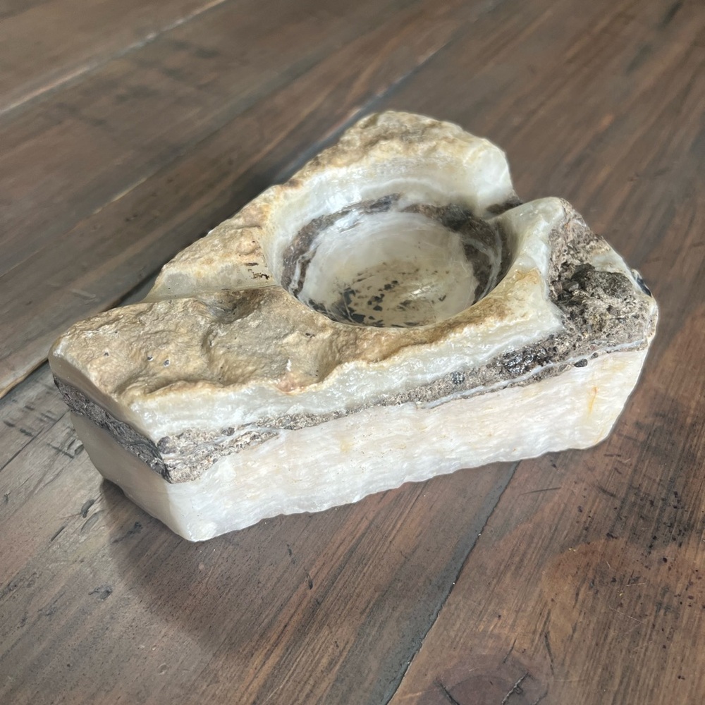 Vintage natural stone ashtray with live edge (*B)